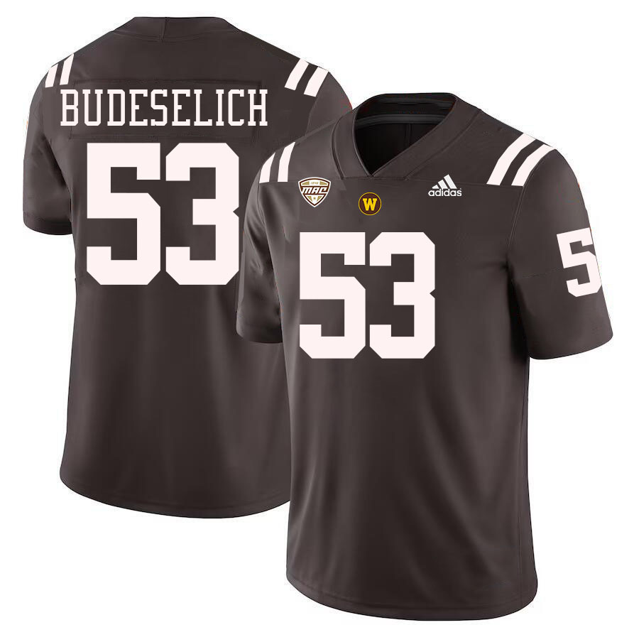 #53 Brendan Budeselich Western Michigan Broncos College Football Jerseys Stitched-Brown